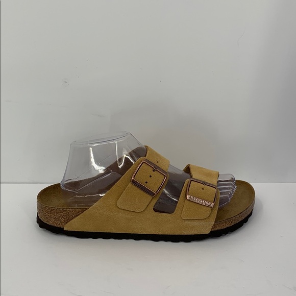 Birkenstock Arizona sandal slide taupe Latte suede strap soft footbed new 41 10 - Picture 2 of 8